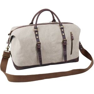Jack&Chris Oversized Canvas Leather Trimmed Travel Duffel Weekend Bag
